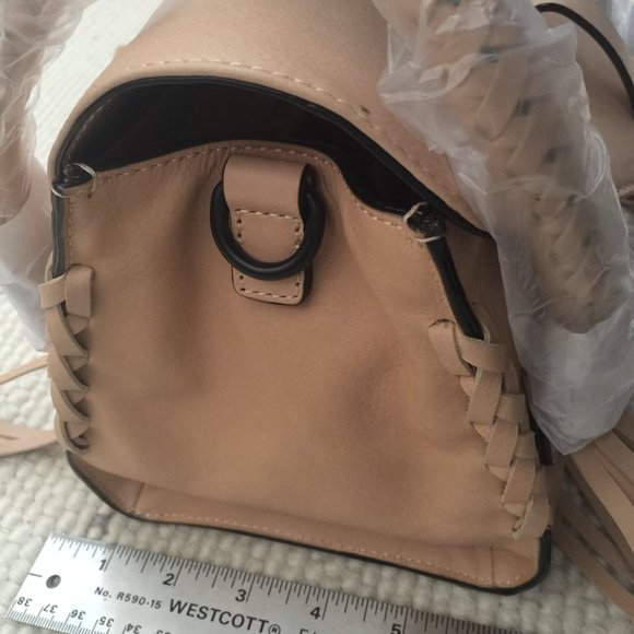 Joy Gryson Belted Strap Whipstitch Natural Nyla Satchel Bag - Picture 8 of 9